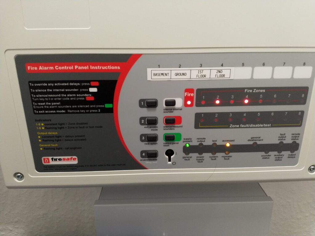 An Apollo Fire alarm panel in fire mode. You can almost hear the sirens from here!